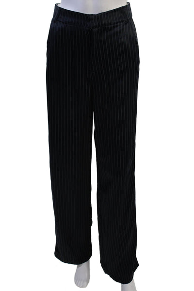 Zara Unisex Dress Pants Black Striped Viscose Polyester Size XS