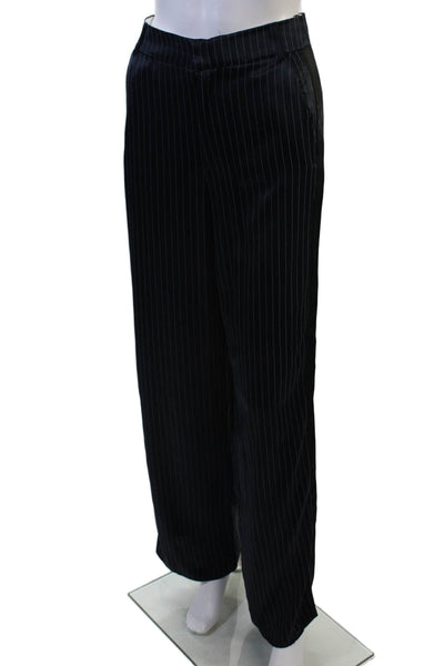 Zara Unisex Dress Pants Black Striped Viscose Polyester Size XS
