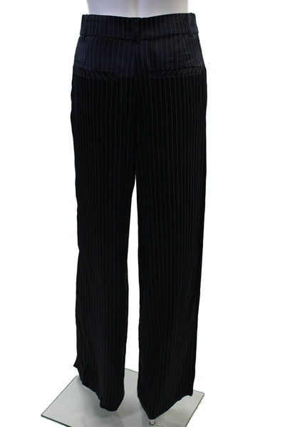 Zara Unisex Dress Pants Black Striped Viscose Polyester Size XS
