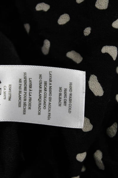 Rails Womens Mini Dress Black Polka Dot V Neck Button Short Sleeve Size XS