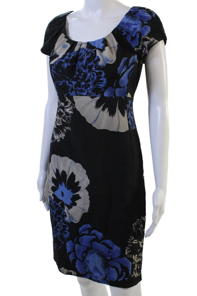 Elie Tahari Women Sheath Black Dress Short Sleeve Silk Size S