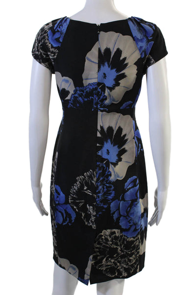 Elie Tahari Women Sheath Black Dress Short Sleeve Silk Size S