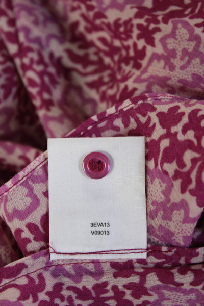 Vanessa Bruno Womens Pink Floral High Neck Tunic 3/4 Sleeve Size S