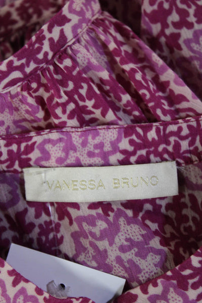 Vanessa Bruno Womens Pink Floral High Neck Tunic 3/4 Sleeve Size S
