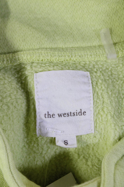 The Westside Womens Henley Sweatshirt Yellow 100% Cotton Mock Neck Size S