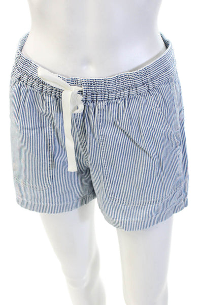 Point Sur Unisex Chino Striped Blue Cotton Drawstring Shorts Size XS