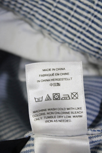 Point Sur Unisex Chino Striped Blue Cotton Drawstring Shorts Size XS