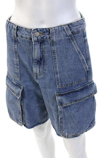 Zara Unisex Cargo Shorts Blue 100% Cotton 90s Size 4