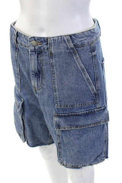 Zara Unisex Cargo Shorts Blue 100% Cotton 90s Size 4