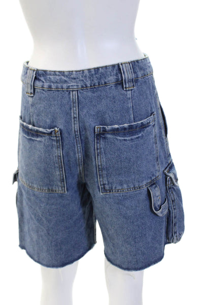 Zara Unisex Cargo Shorts Blue 100% Cotton 90s Size 4
