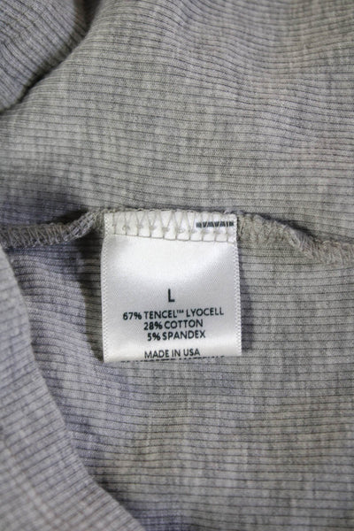 Grlfrnd Women Cropped Basic T-Shirt Gray Short Sleeve Crew Neck Size L