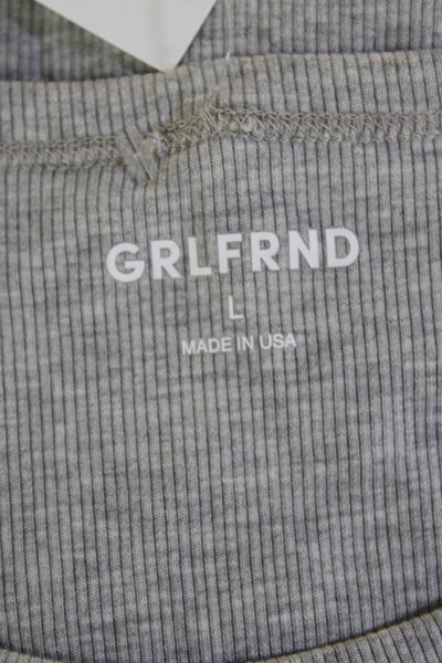 Grlfrnd Women Cropped Basic T-Shirt Gray Short Sleeve Crew Neck Size L