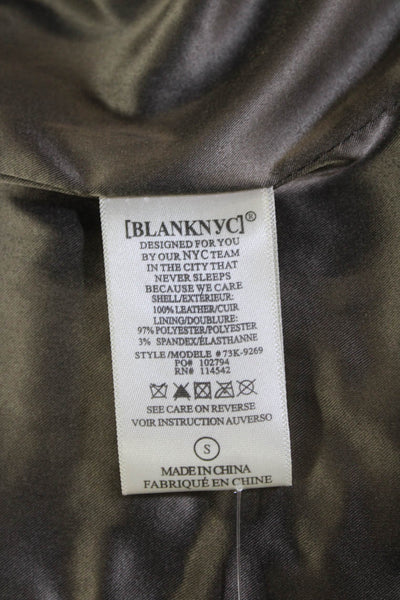Blank NYC Womens Beige Biker Jacket Button Collared Long Sleeve Size S