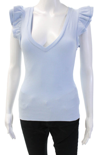 Vici Womens Tank V Neck Sleeveless Light Blue Cotton Spandex Size S