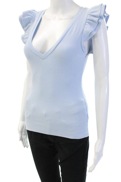Vici Womens Tank V Neck Sleeveless Light Blue Cotton Spandex Size S