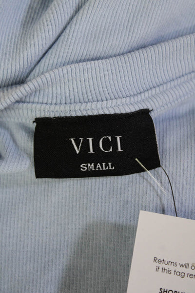 Vici Womens Tank V Neck Sleeveless Light Blue Cotton Spandex Size S