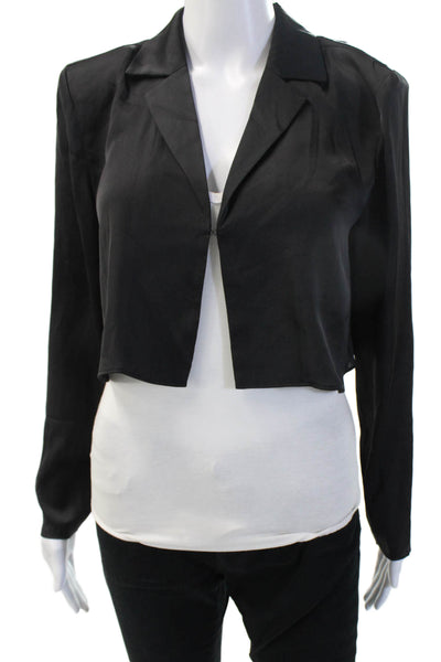 L'Academie Women Black Collared Long Sleeve Blazer Polyester Size S