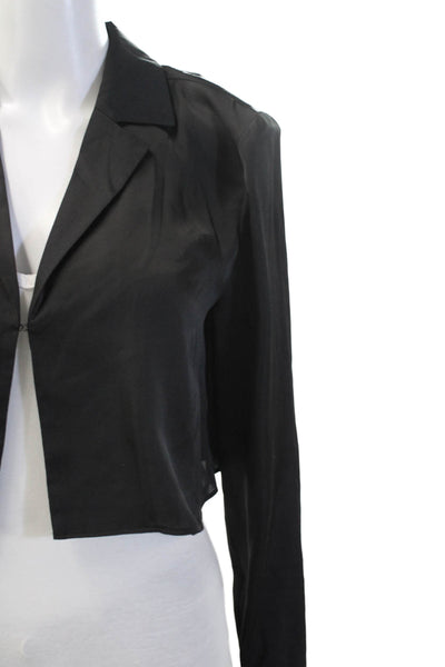 L'Academie Women Black Collared Long Sleeve Blazer Polyester Size S