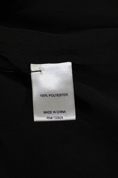 L'Academie Women Black Collared Long Sleeve Blazer Polyester Size S