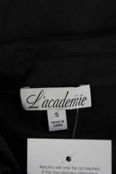 L'Academie Women Black Collared Long Sleeve Blazer Polyester Size S