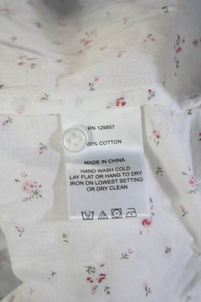 The Shirt Womens Light Blue V-Neck Floral Cotton Tunic Long Sleeve Size S
