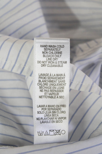 Good American Women Cropped Button-Up Striped Cotton White Long Sleeve Size L