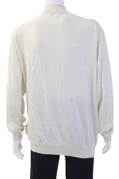 Peter Millar Men Beige Merino Lyocell Mock Neck Pullover Sweater Size XL