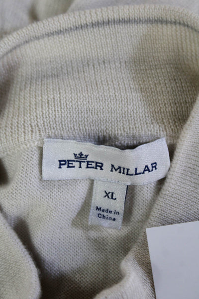 Peter Millar Men Beige Merino Lyocell Mock Neck Pullover Sweater Size XL