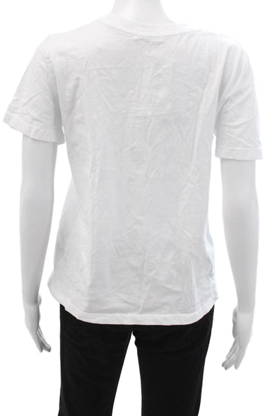 Zara Womens Basic White V-Neck Cotton Short Sleeve T-Shirt Size S