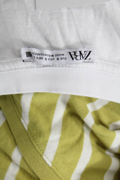 Zara Womens Basic White V-Neck Cotton Short Sleeve T-Shirt Size S