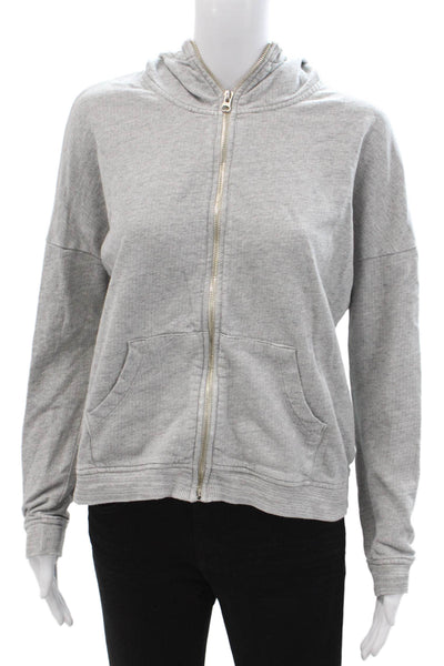 Alternative Women Full-zip Hoodies Gray Organic Cotton Long Sleeve Size S