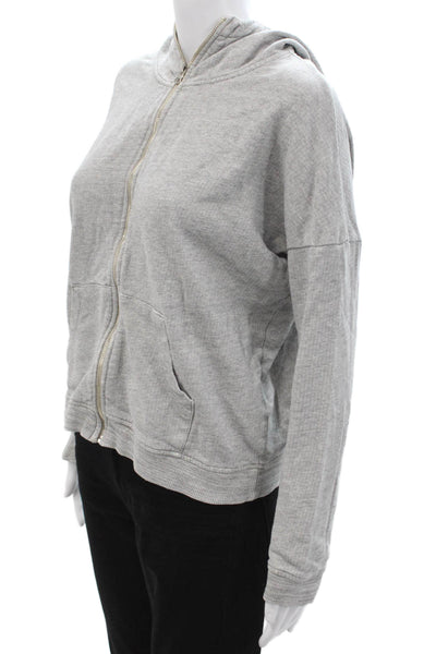 Alternative Women Full-zip Hoodies Gray Organic Cotton Long Sleeve Size S