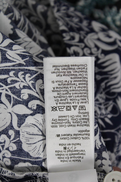J Crew Womens Dark Blue Floral Collared Button-Up Short Sleeve Cotton Size 0