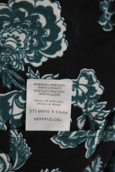 Veronica Beard Womens Silk Floral V-Neck Button Up Blouse Long Sleeve Size 2
