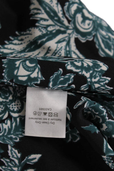 Veronica Beard Womens Silk Floral V-Neck Button Up Blouse Long Sleeve Size 2