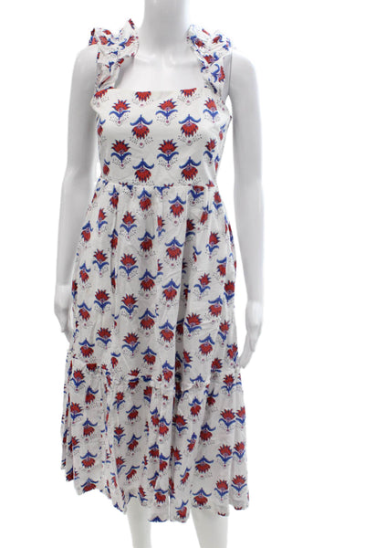 J Crew Women Fit & Flare Sundress White Cotton Square Neck Sleeveless Size 0