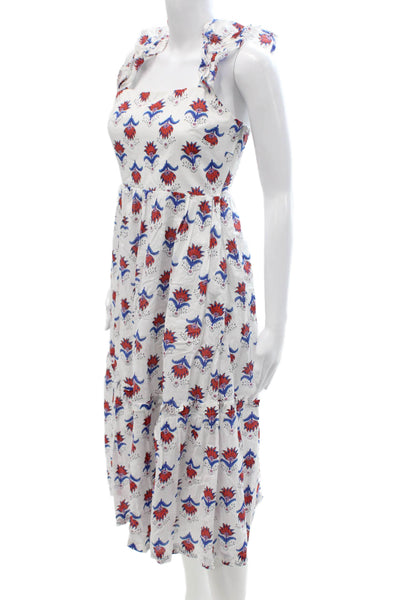 J Crew Women Fit & Flare Sundress White Cotton Square Neck Sleeveless Size 0