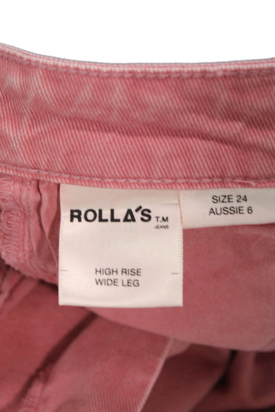 Rollas Womens Pink High Rise Jeans Solid 99% Cotton Size 24