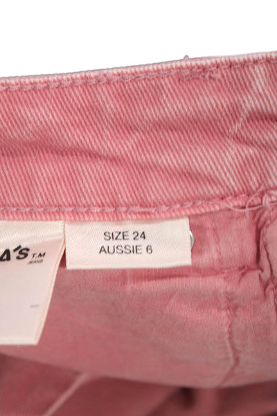 Rollas Womens Pink High Rise Jeans Solid 99% Cotton Size 24