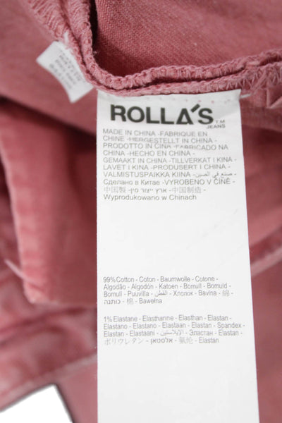 Rollas Womens Pink High Rise Jeans Solid 99% Cotton Size 24