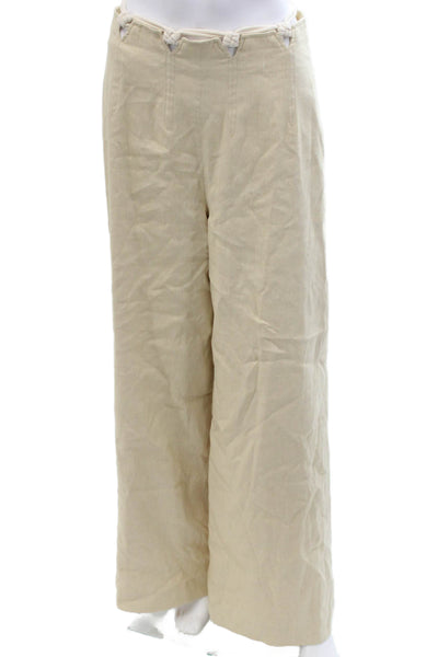 Antonio Melani Women Beige Linen Blend Drawstring Solid Beach Pants Size 4