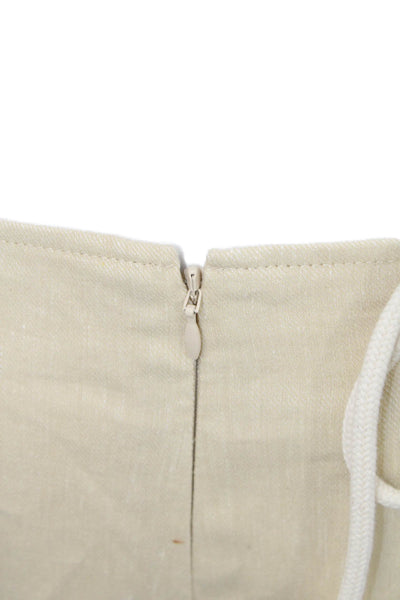 Antonio Melani Women Beige Linen Blend Drawstring Solid Beach Pants Size 4