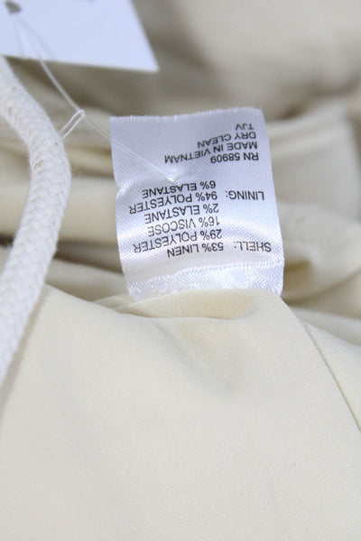 Antonio Melani Women Beige Linen Blend Drawstring Solid Beach Pants Size 4