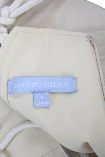 Antonio Melani Women Beige Linen Blend Drawstring Solid Beach Pants Size 4