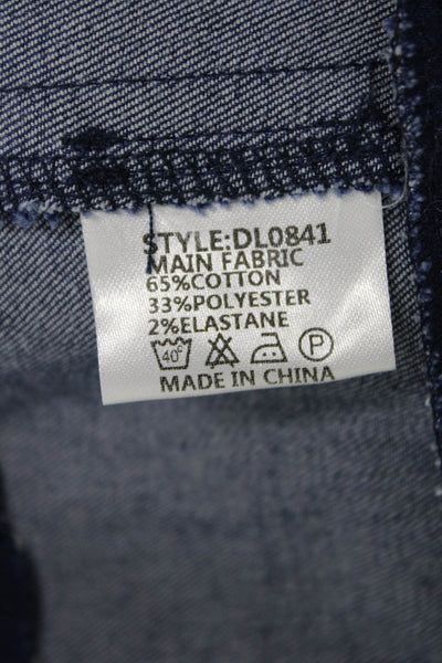 By Dylan Womens Cropped Sleeveless Zip Check Dark Blue Top Size M
