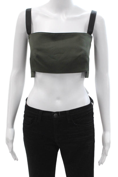 Zara Womens Cropped Sleeveless Square Neck Tank Black Polyester Size M