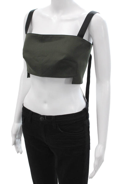 Zara Womens Cropped Sleeveless Square Neck Tank Black Polyester Size M
