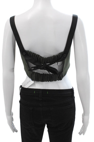 Zara Womens Cropped Sleeveless Square Neck Tank Black Polyester Size M