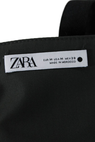 Zara Womens Cropped Sleeveless Square Neck Tank Black Polyester Size M