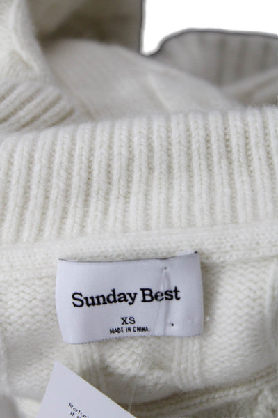 Sunday Best Women Pullover Sweater V-Neck White Size XS